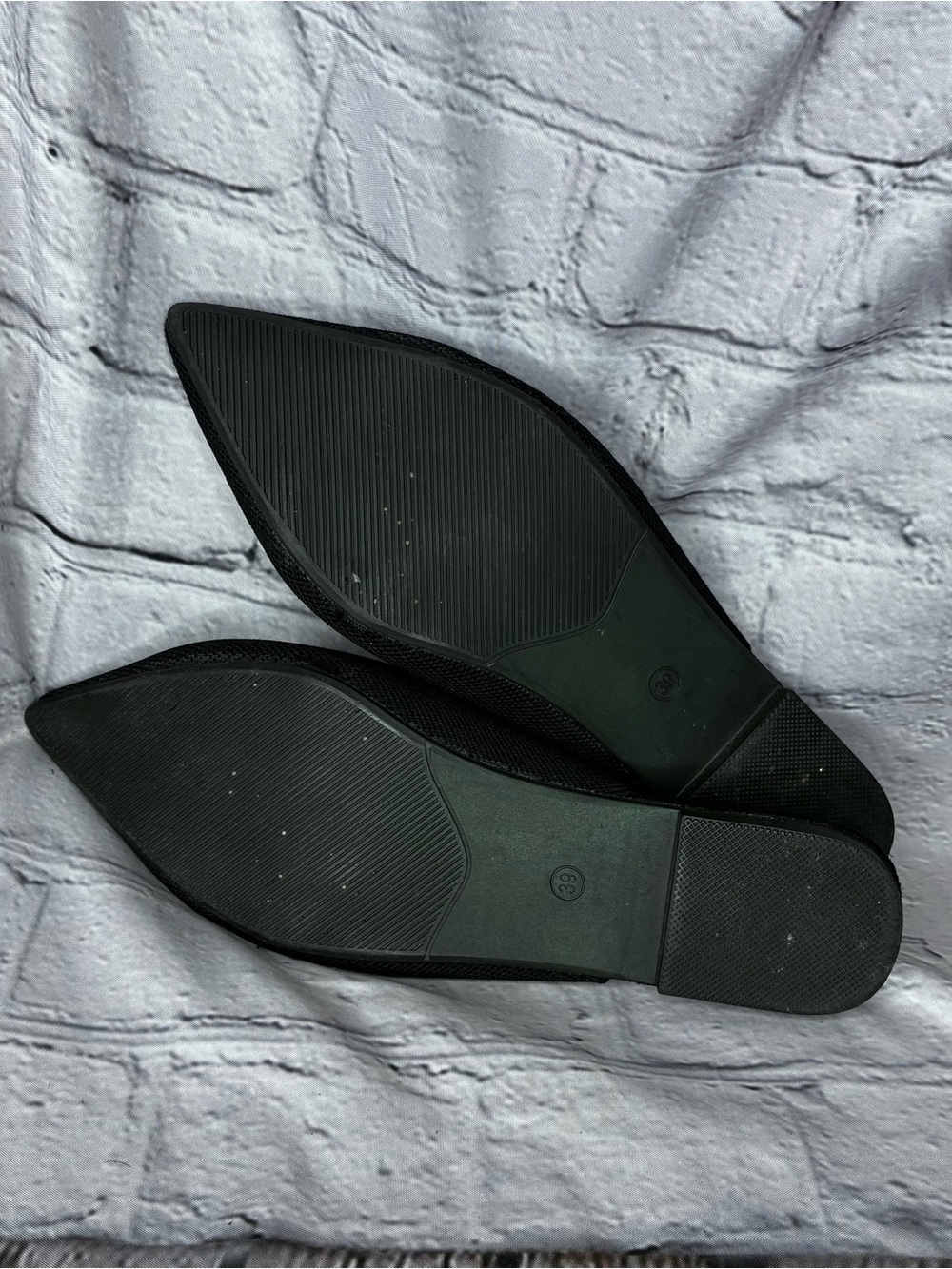 Minimalist Monochromatic Corporate Goth Black Knit Pointed Toe Slip On Mules 8 - Picture 8 of 8